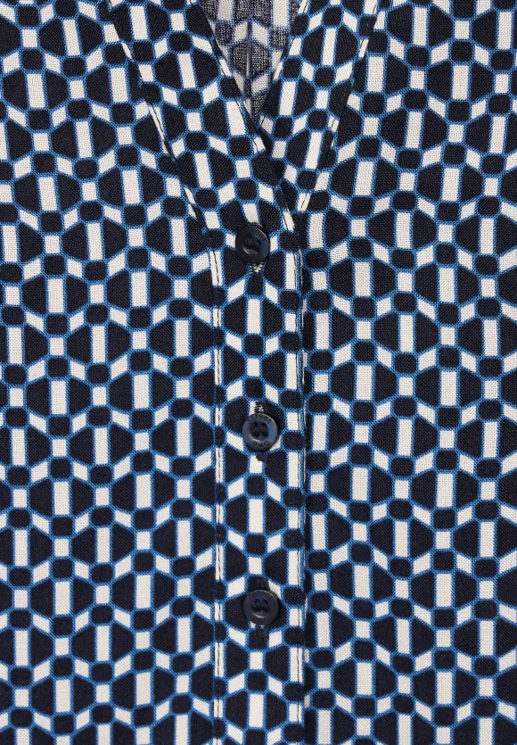 Bluse mit Minimalprint - deep blue