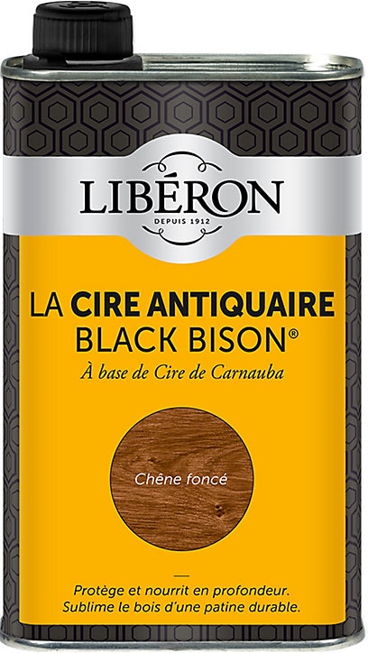 Cire liquide antiquaire black bison pour meubles Libéron chêne foncé 500ml