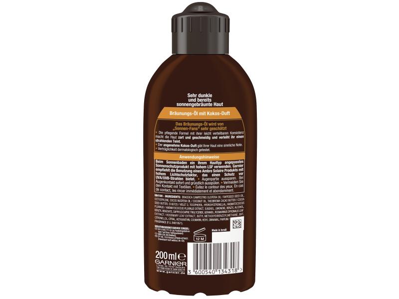 Garnier Ambre Solaire Selbstbräuner Ambre Solaire 200 ml Tiefbraun Bräunungsöl für eine gesund aussehende Sommerbräune