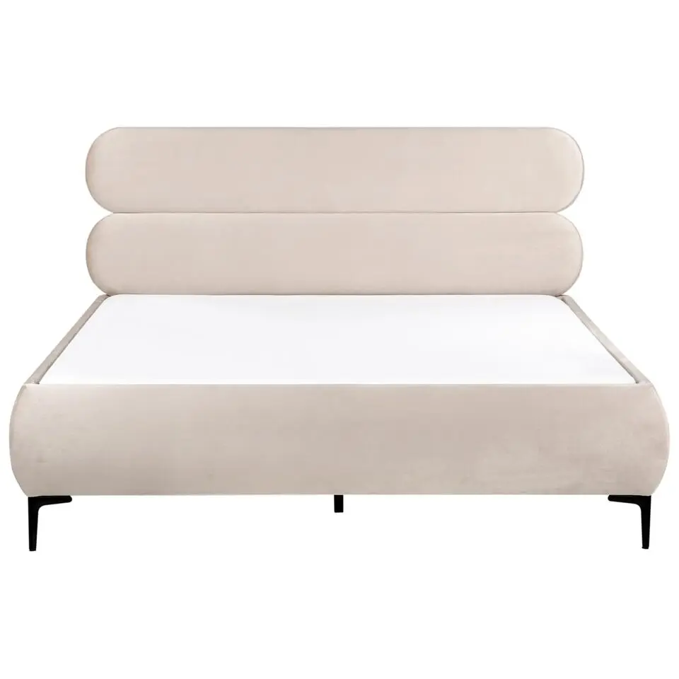 LESSAY - Tweepersoonsbed - Lichtbeige - 160 x 200 cm - Fluweel