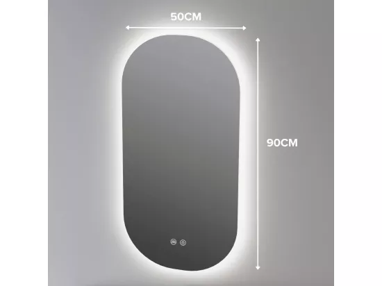 Miroir Salle de Bains Lumineux Éclairage Led Intégré Rétro éclairé L50*H90 cm, Fonctions On/Off et Anti-Buée, PALMA by SANIZÉO