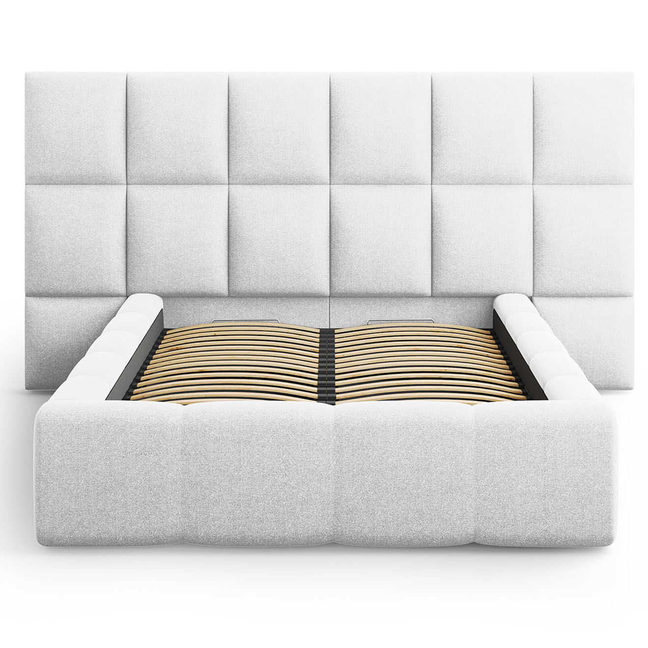 Maison Héritage Lit avec coffre de rangement Isa gris clair froid - 230x200x125 cm
