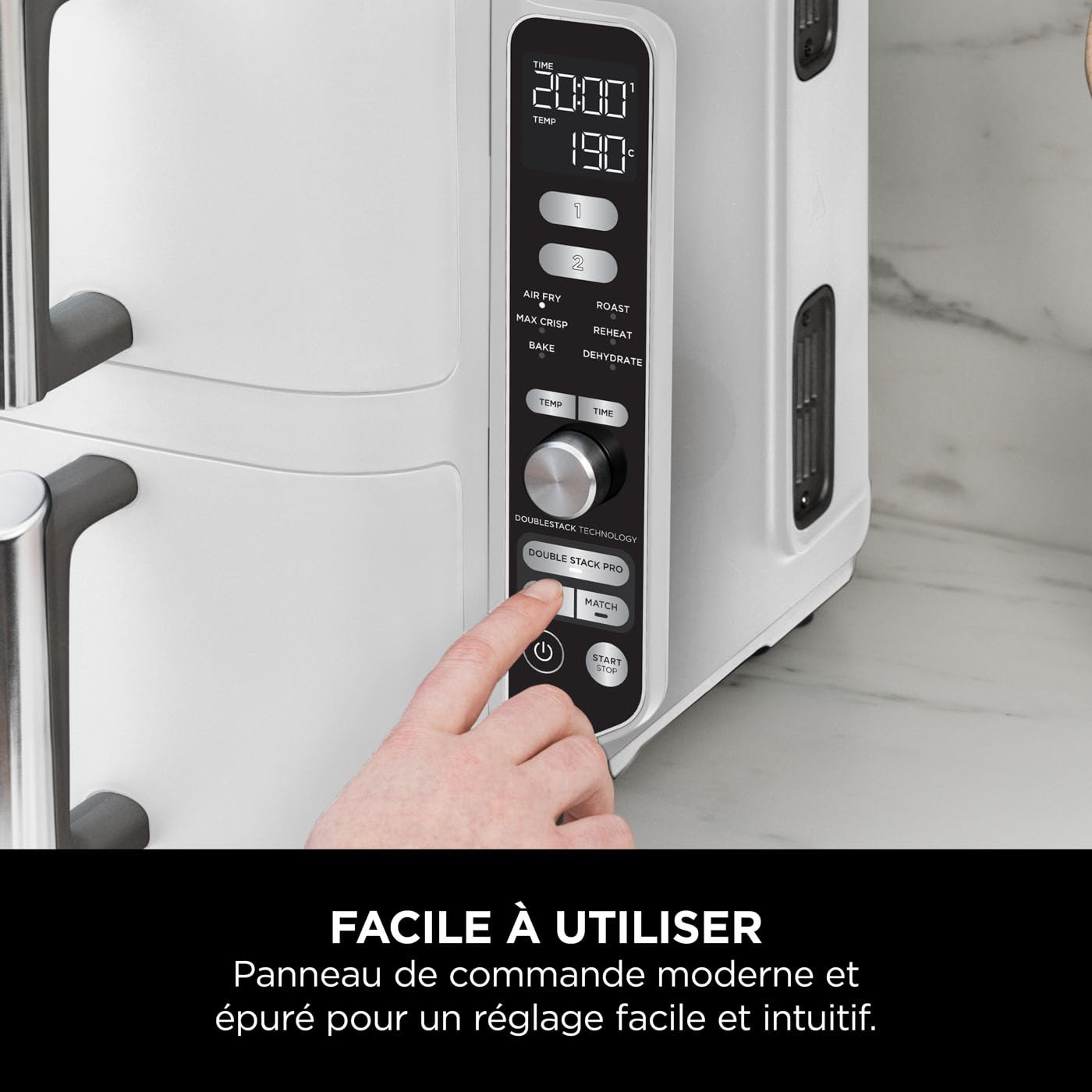 NINJA Double Stack XL Air Fryer, Friteuse sans huile Verticale Double Tiroir 4 Niveaux de Cuisson, 2 Tiroirs, 2 Grilles, Capacité de 9,5 L, 6 Fonction