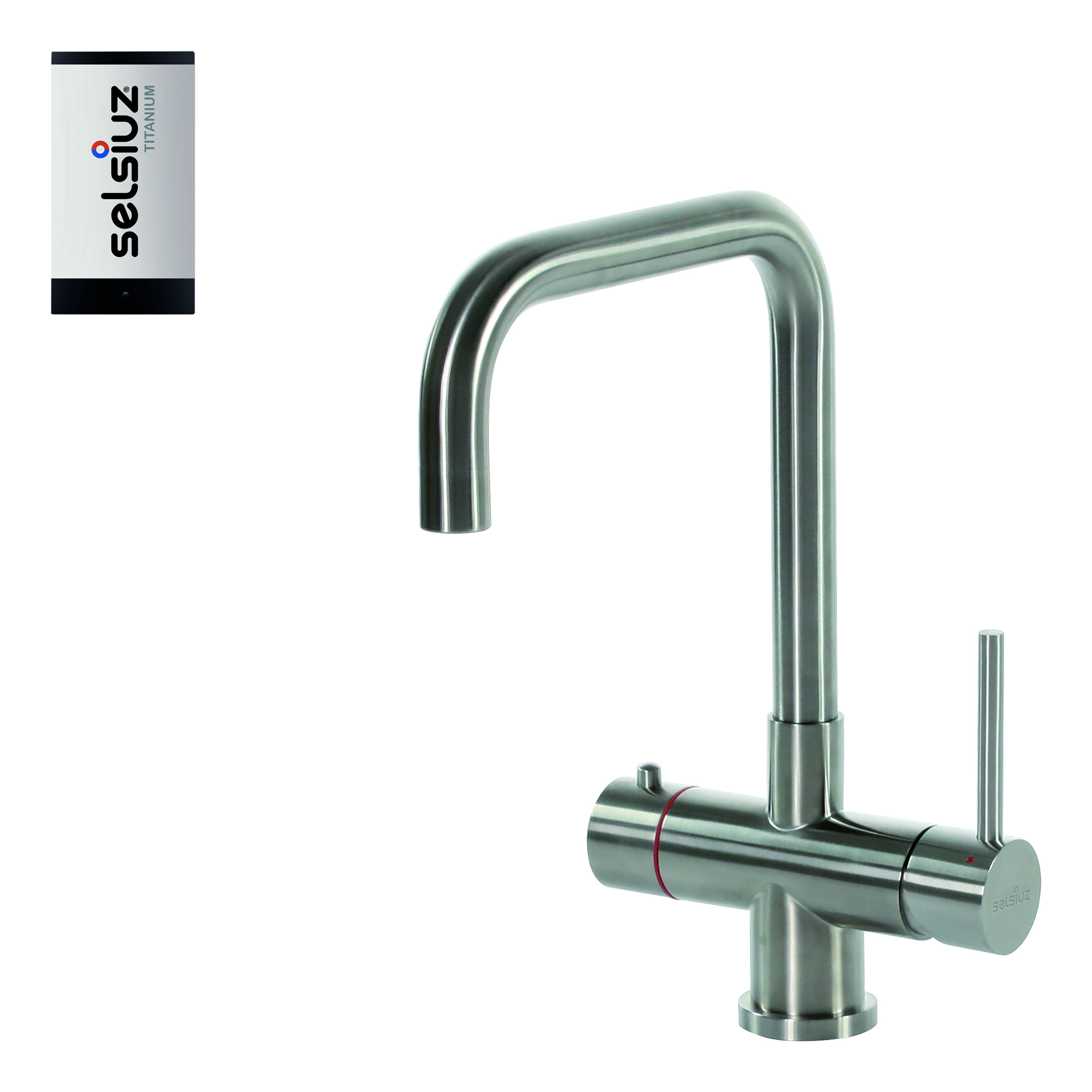 Selsiuz Inox kokend water kraan met titanium single boiler en U-uitloopkraan inox