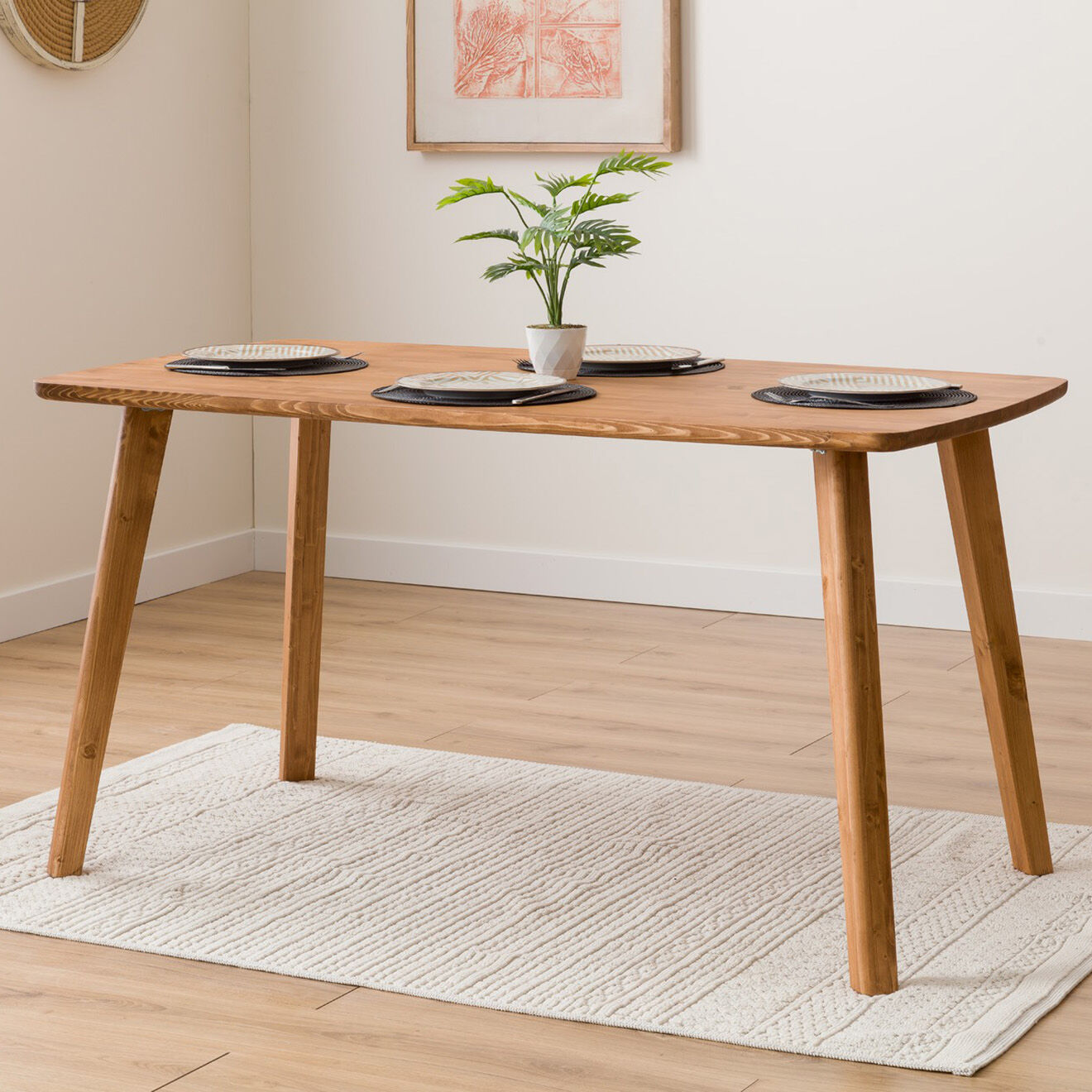 Homitis Table à manger BN noyer - 139x78x74x5 cm