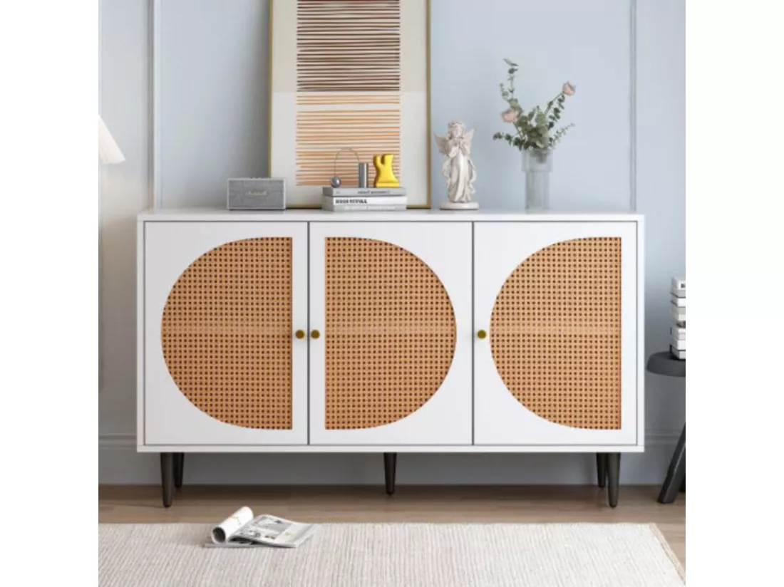 Commode à tiroirs minimaliste,blanche,d129.8 cm x h76 cm