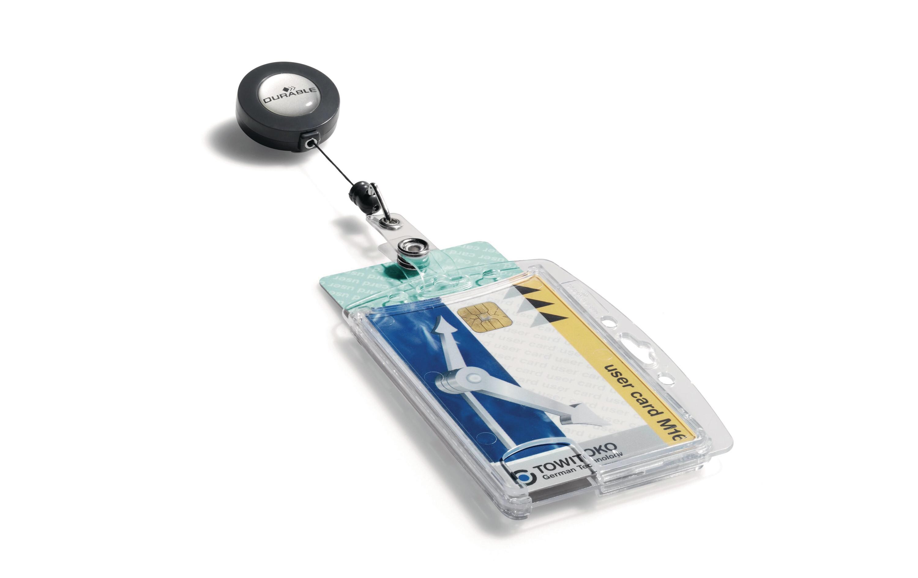 Ausweishalter mit Jojo 54 x 87 mm, 10 Stück10 Ausweiskartenhalter für zwei Betriebsausweise