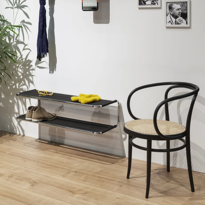 Thonet - S 1521 Garderobe / Schuhregal, Netzgewebe, schwarz