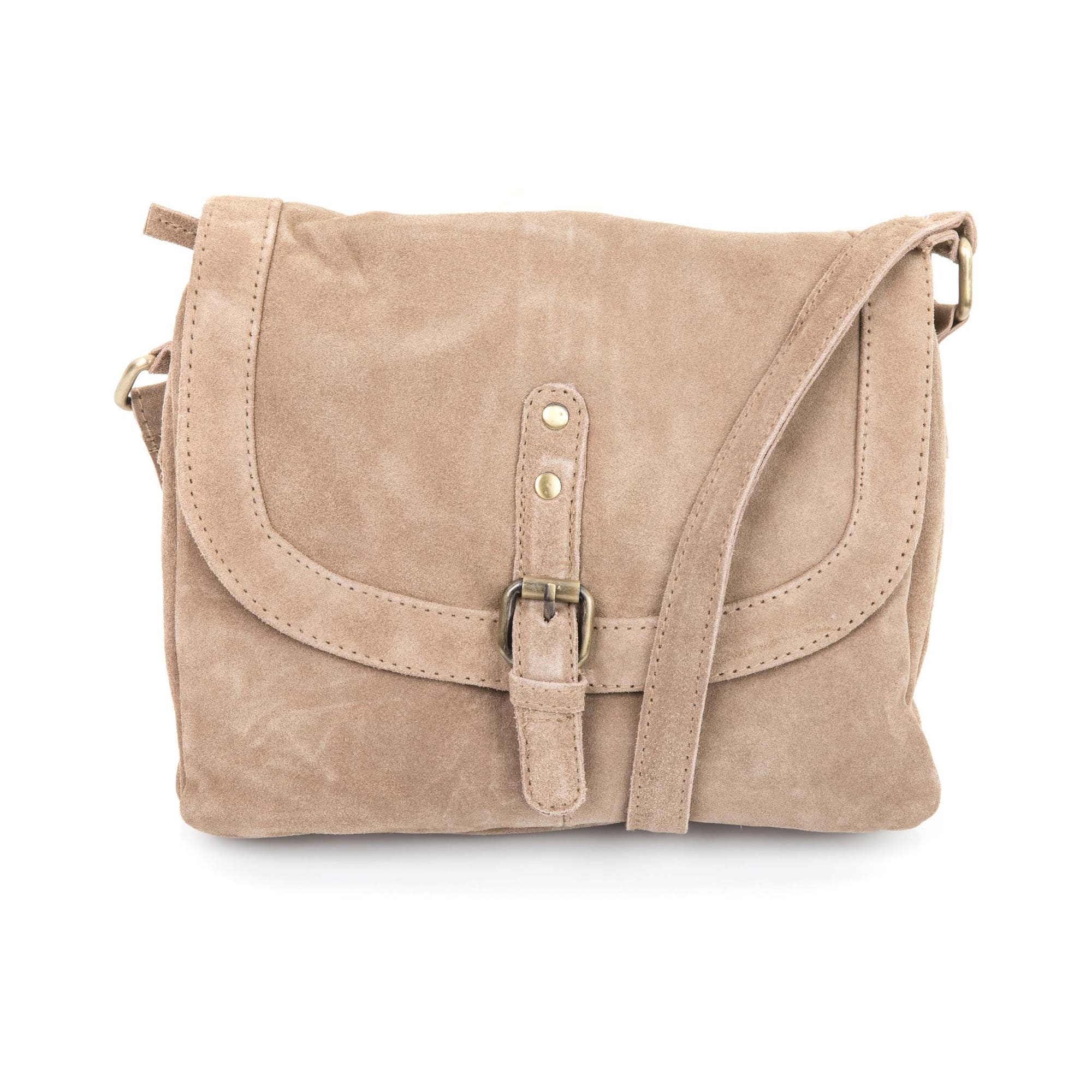 Sac bandoulière en cuir beige