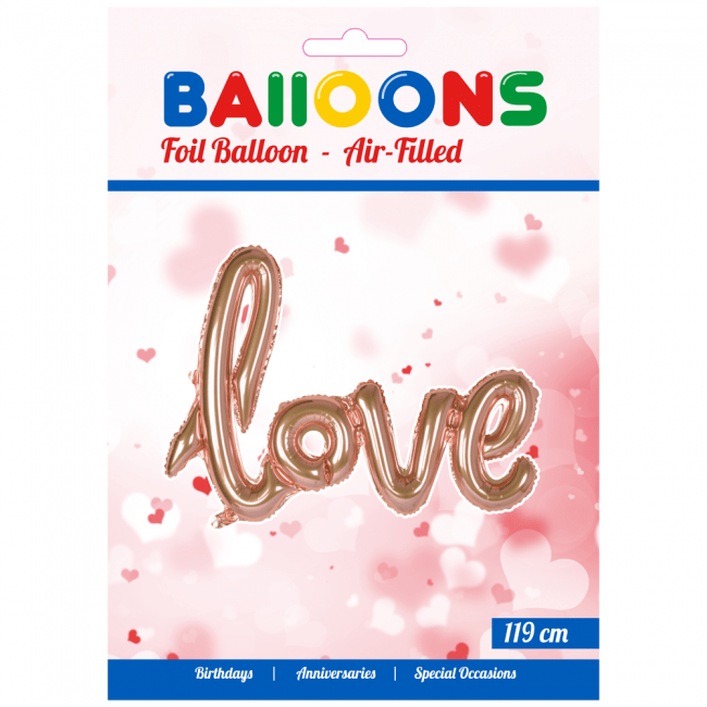 Folie Ballon Love Rose Goud 1,19m leeg
