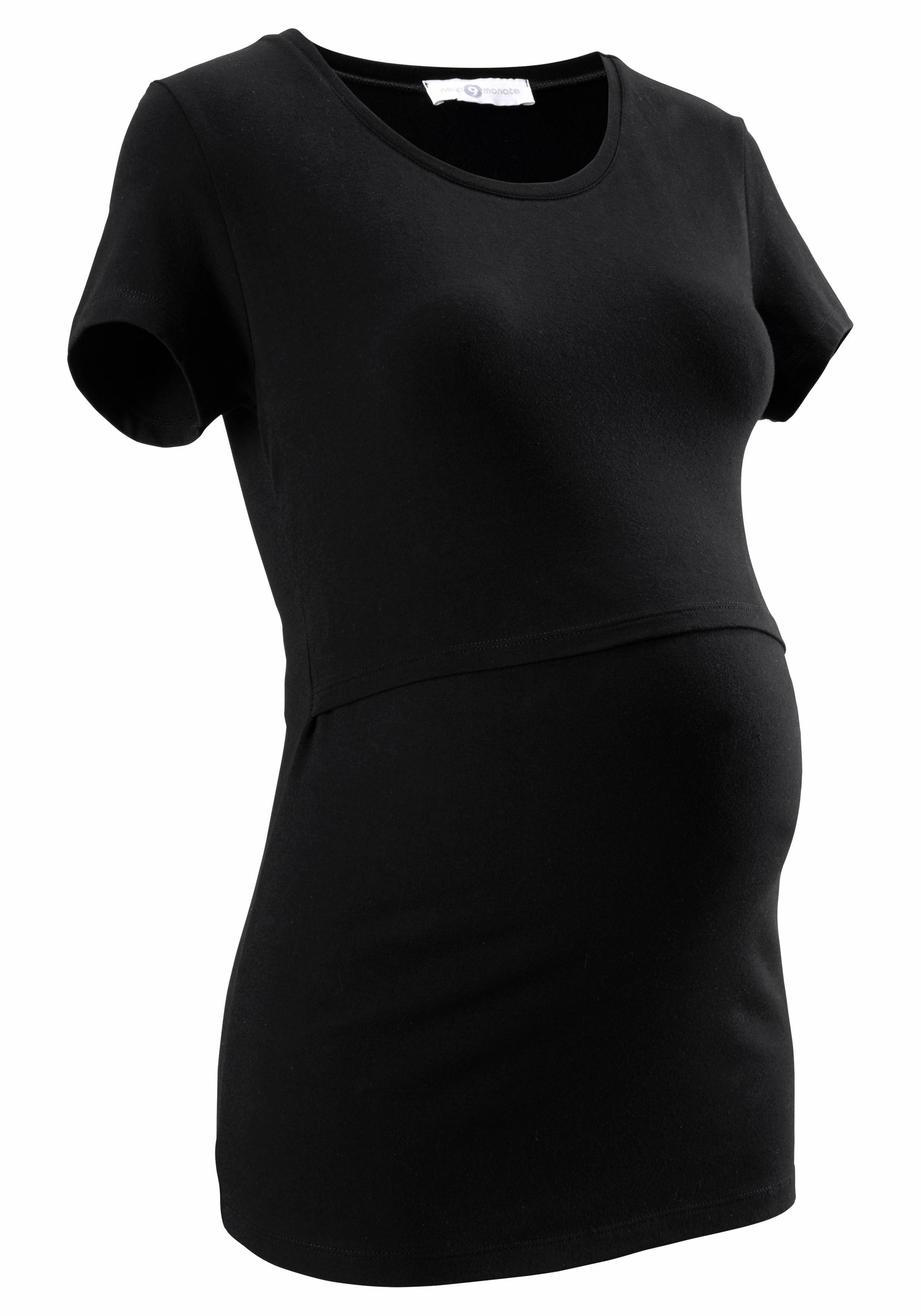 Neun Monate Umstandsshirt », 2er Pack T-Shirts für Schwangerschaft und Stillzeit«, 2 Stk. kurzärmelig,  figurbetonte Passform,  unifarben,  Rundhalsausschnitt