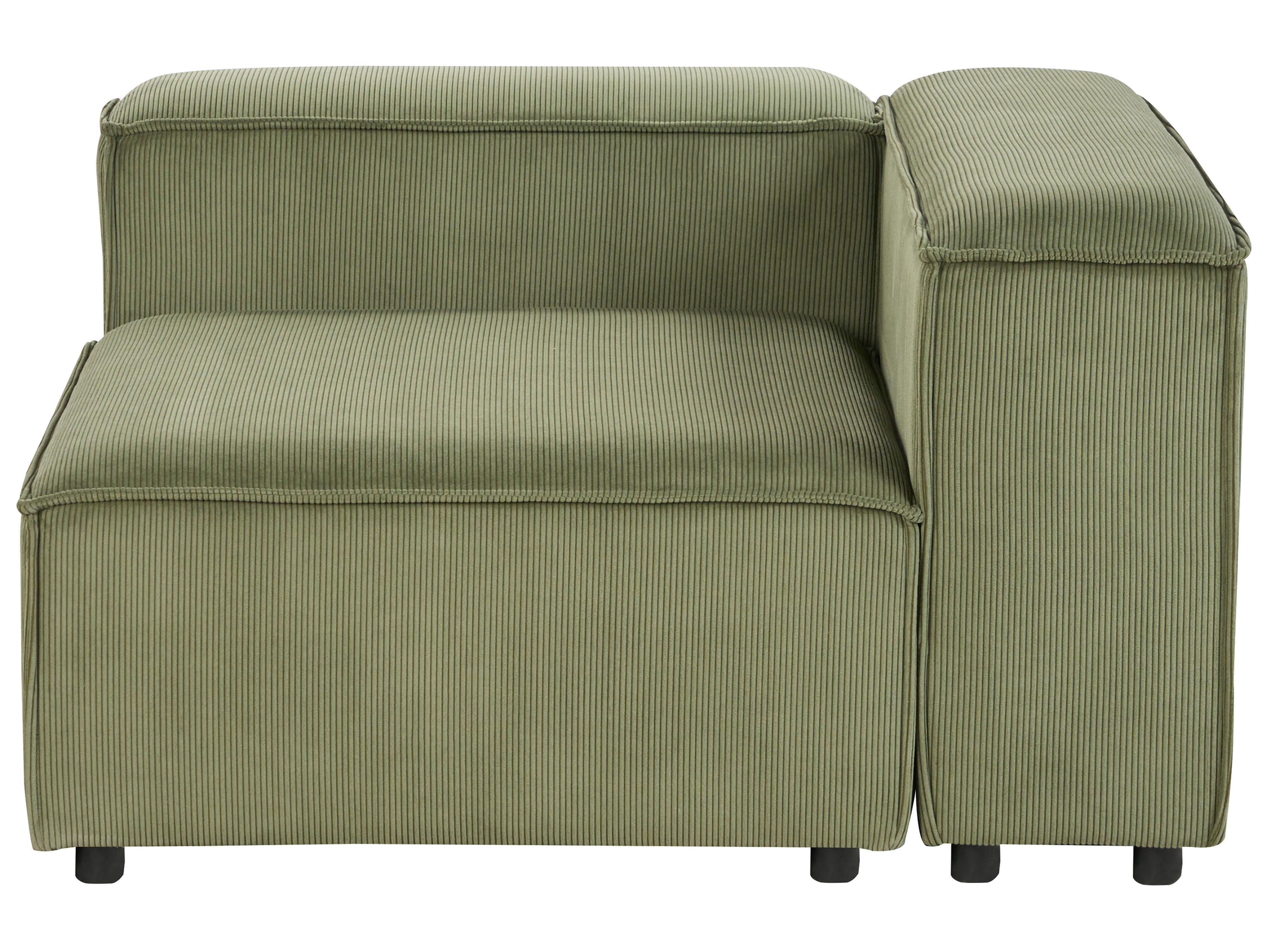Modulaire hoekbank 3-zits ARDAL Corduroy Groen met ottomaan rechtszijdig
