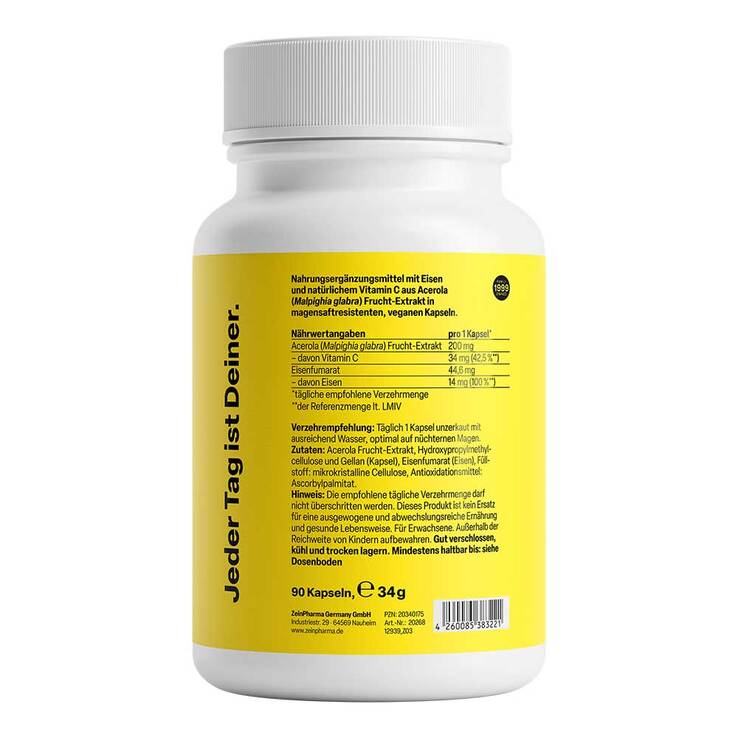 Eisen + Acerola magensaftresistente Kapseln, 90 St