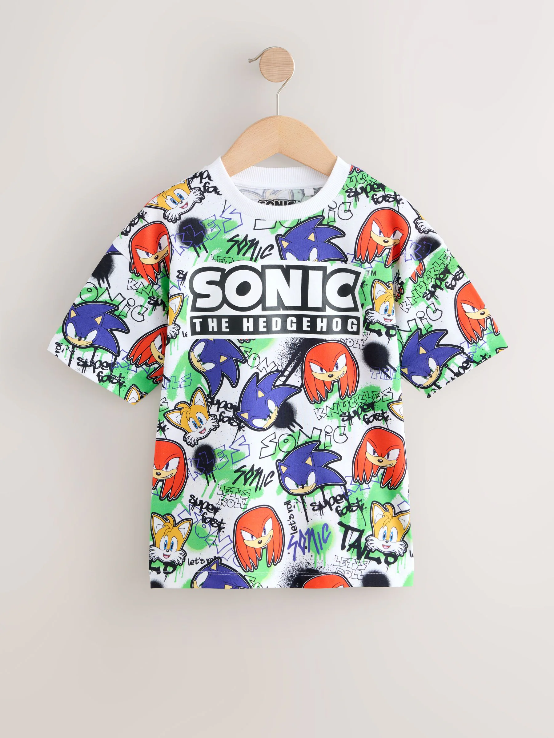 Rood/blauw met print - Sonic T-shirt (3-16jr)