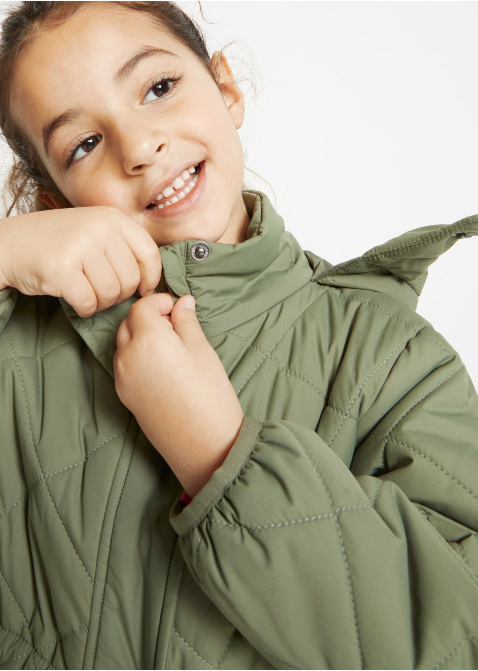 Parka fille avec motif losange matelassé