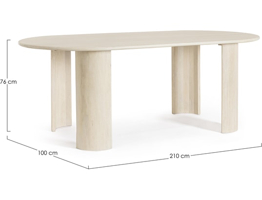 CONCEPT1 - Table de salle à manger Orlando naturel 210 x 100 x h76 cm