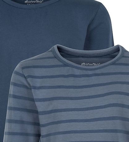 Minymo Pullover - 2er-Pack - New Navy m. Streifen