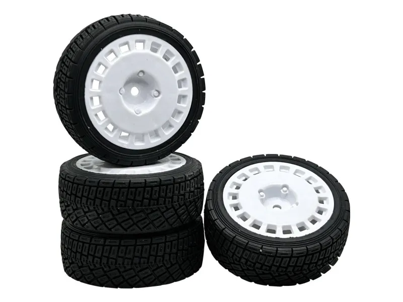 Reely 1:10 Vejmodel, Sportsvogn, Rally Komplette hjul Rally RA Hvid 4 stk
