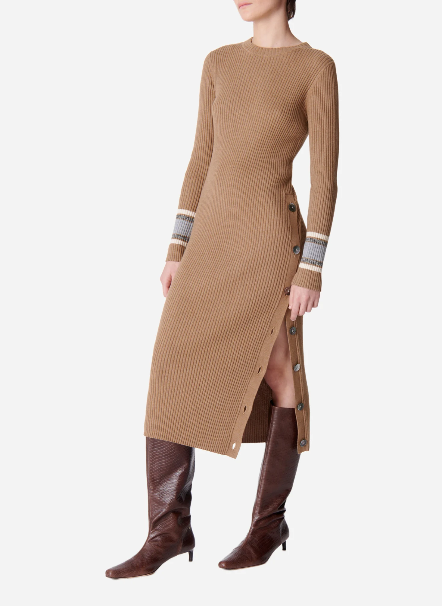 DAGMAR - Robe midi boutonnée| Marron
