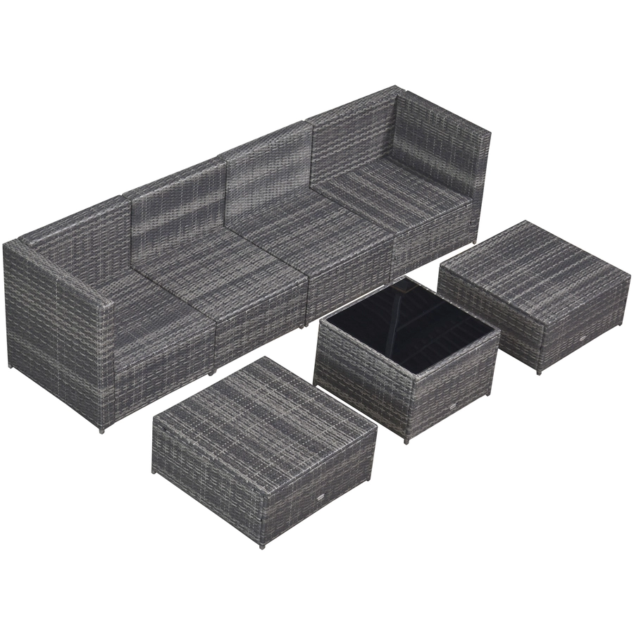 Outsunny Rattan Gartengarnitur als 7-teiliges Set grau