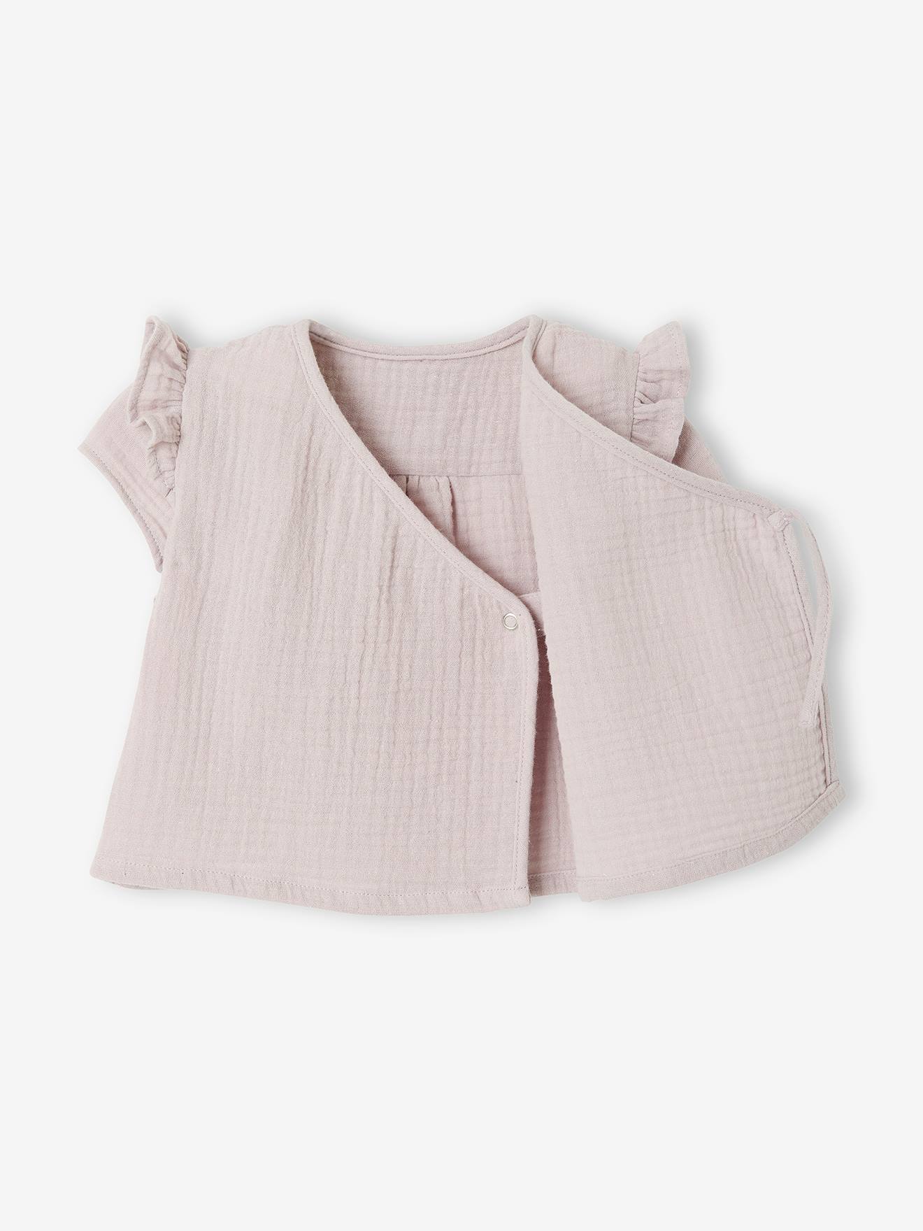 Casaquinho envelope em chiffon de algodão cru para recém-nascido