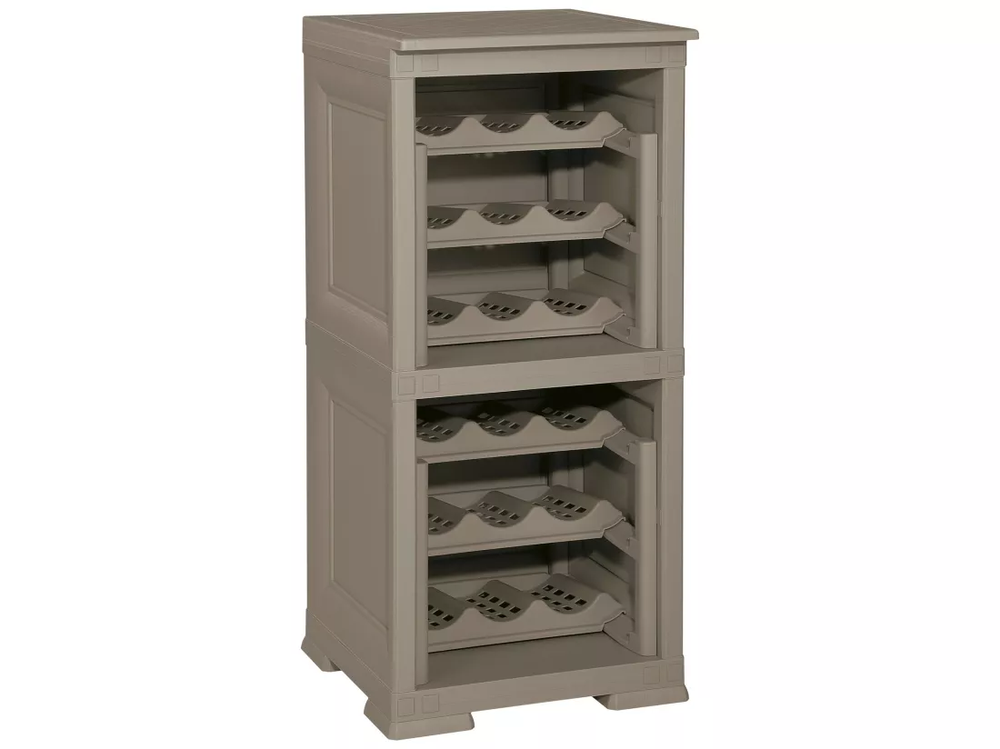 2 étagères de rangement modulables avec support pour 18 bouteilles wengé 240x42,5x85,5