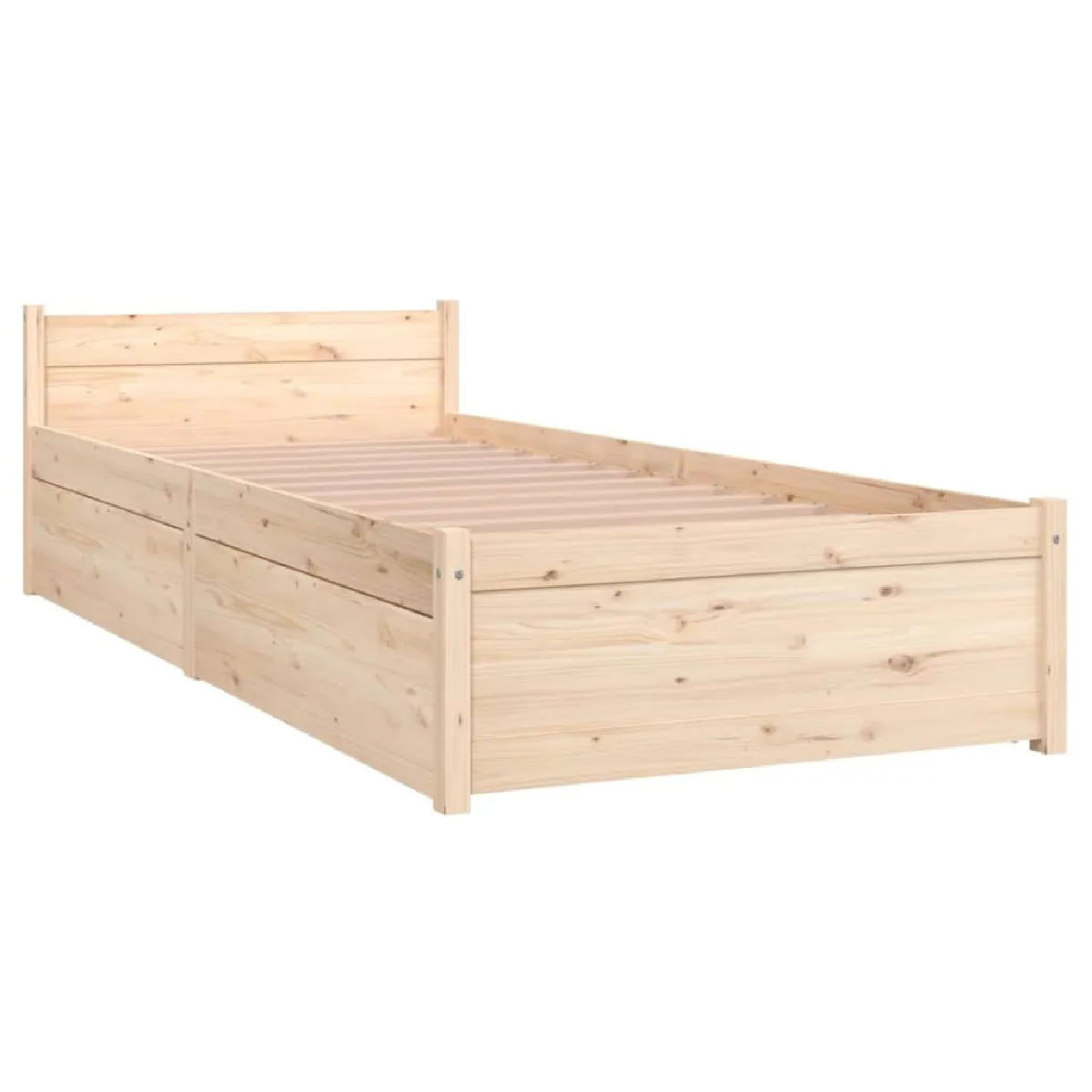 Vidaxl videXl Cadre de lit avec tiroirs bois massif 75x190 cm