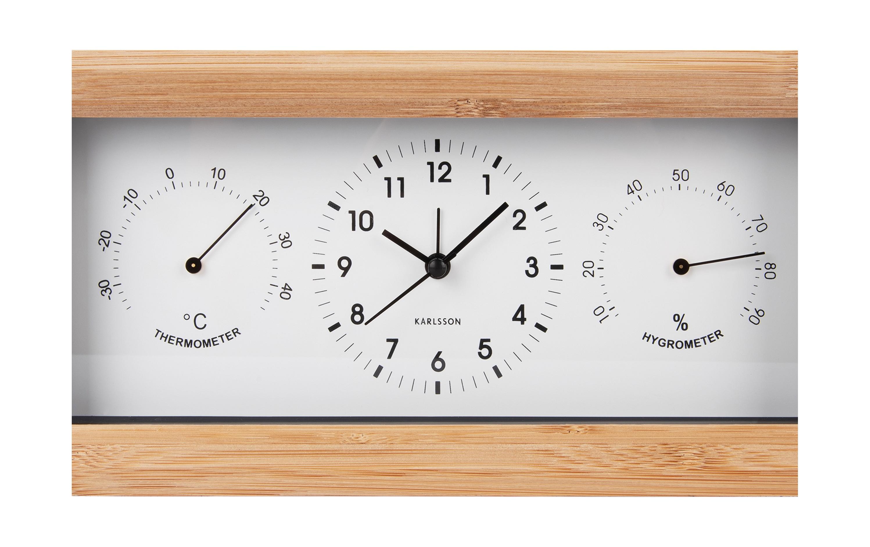 Klassischer Wecker Neat Rectangle Bambus / WeissBambuswecker