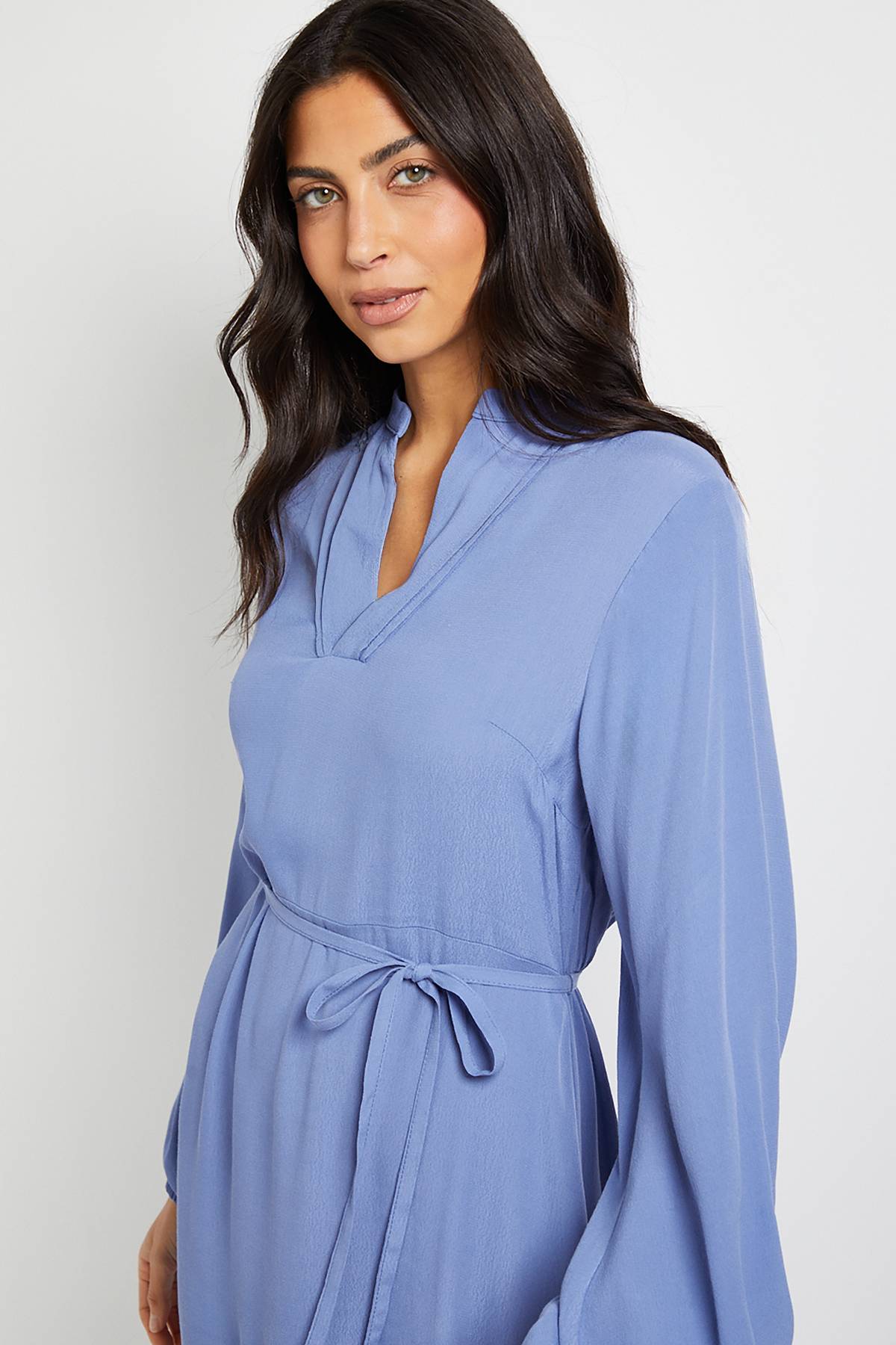 Wallis Robe Midi Sans Col en Viscose avec Détails de Coutures