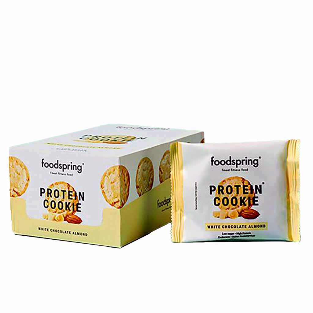12x Foodspring Protein Cookies White Chocolate Almond a`50g=600g MHD:3.4.25