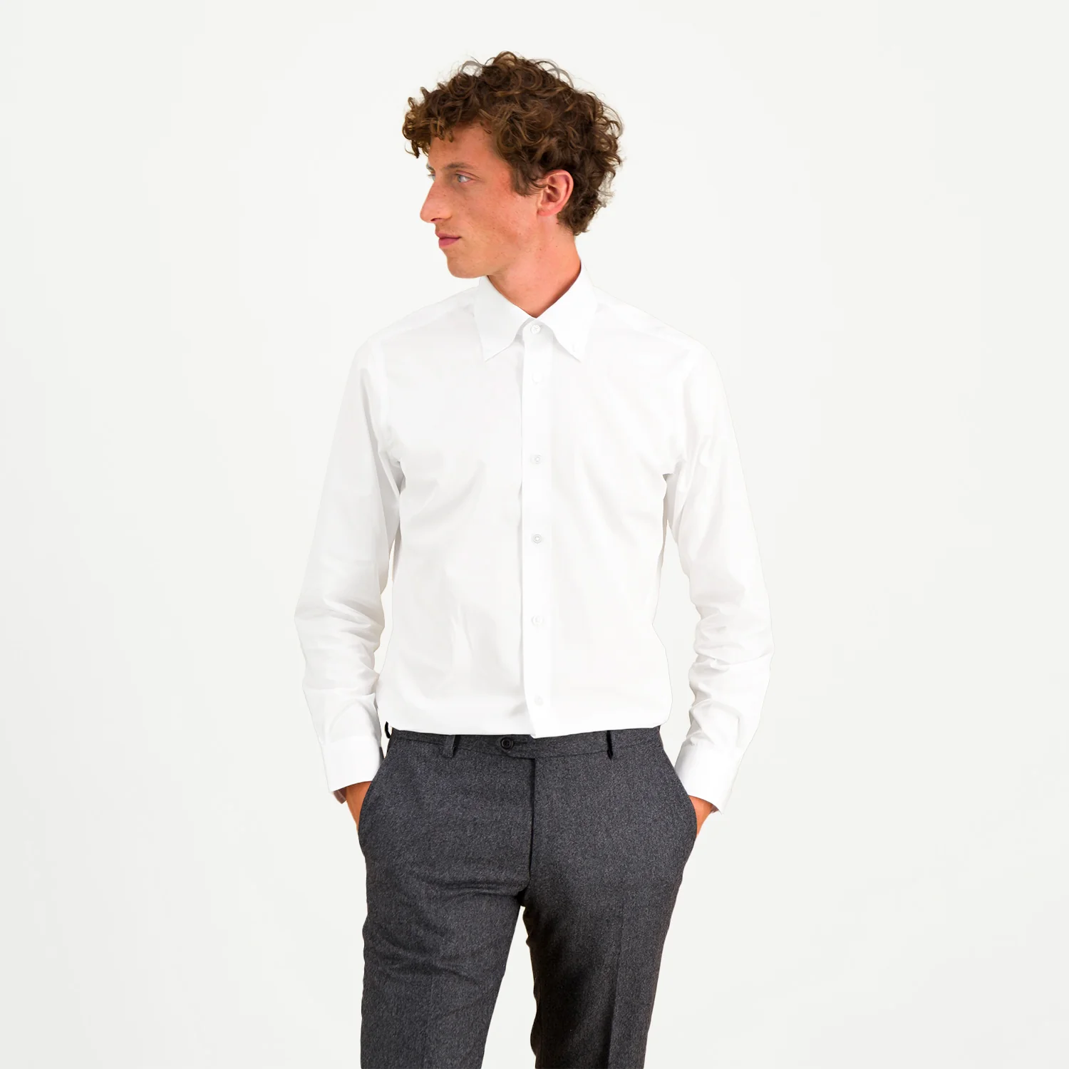 White double-twisted poplin shirt