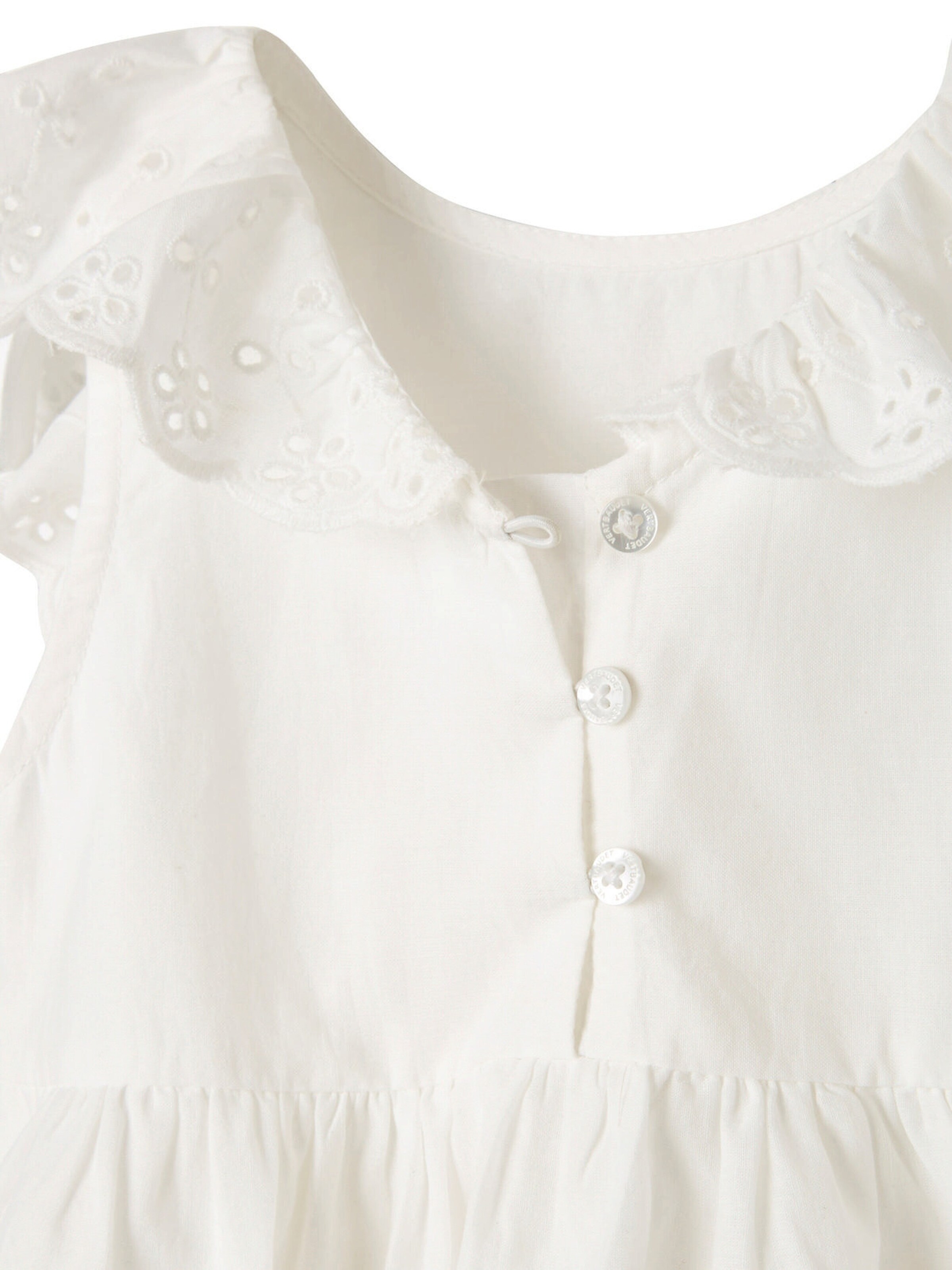 Vertbaudet Festliches Mädchen Baby-Set: Kleid, Spielhose & Haarband wollweiß