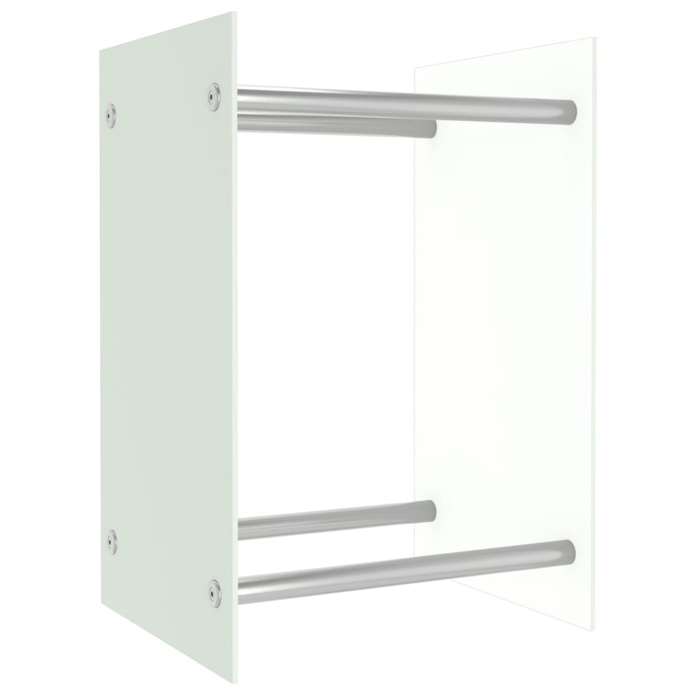 Portant de bois de chauffage blanc 40x35x60 cm verre