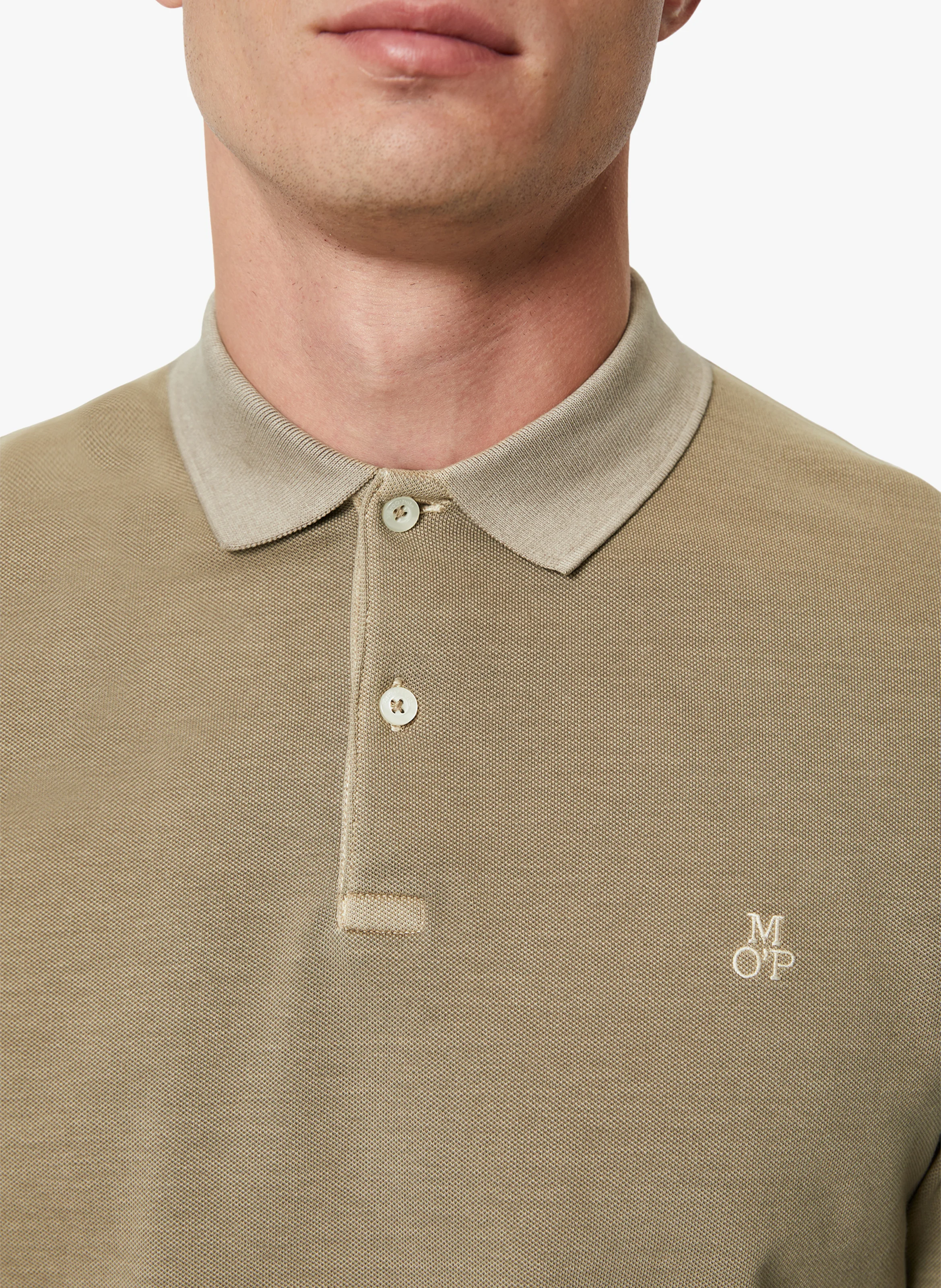 Polo regular-fit en coton bio mélangé | Beige