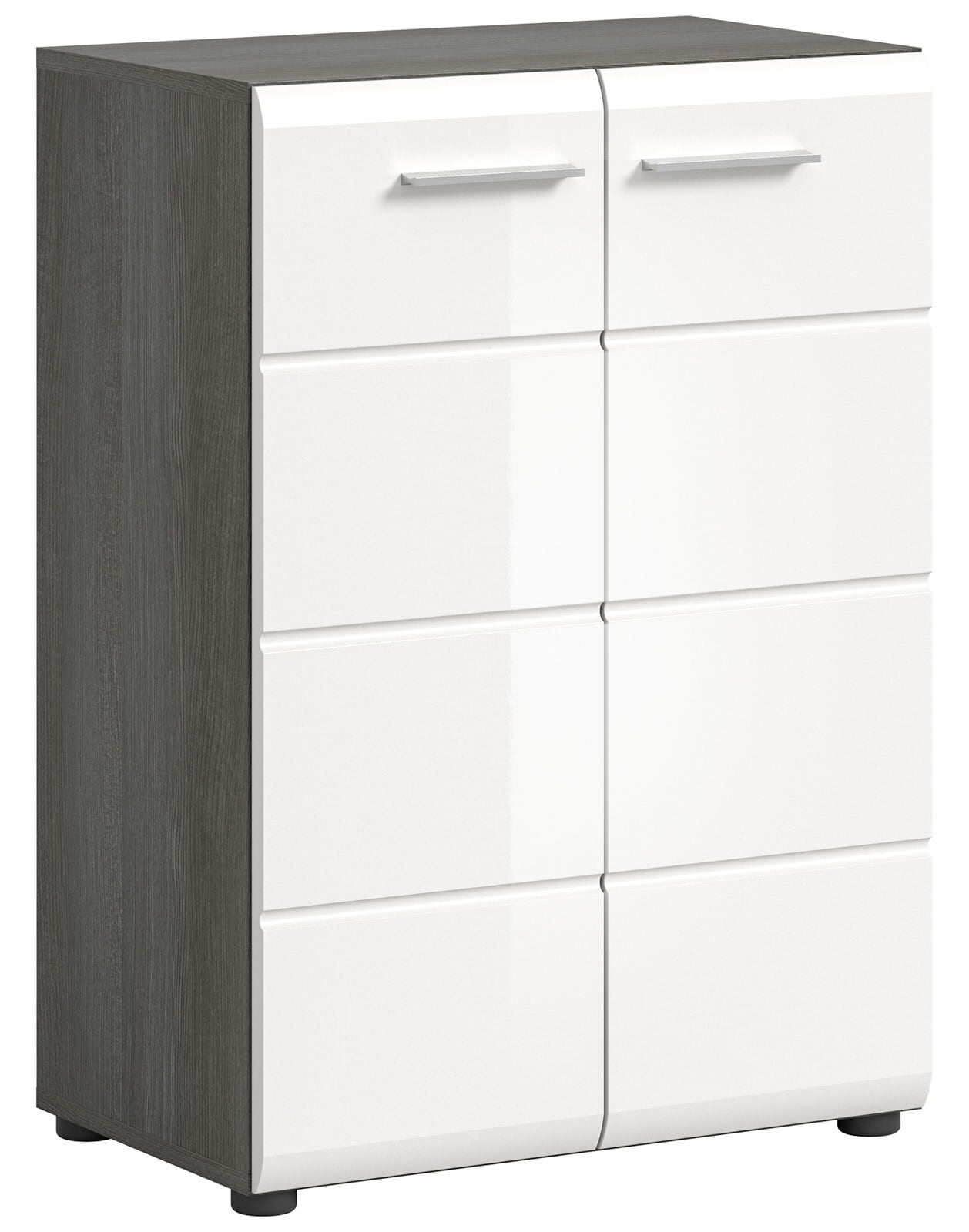Kommode Salsa 60 x 85 x 37 cm Weiß Hochglanz/Rauchsilber