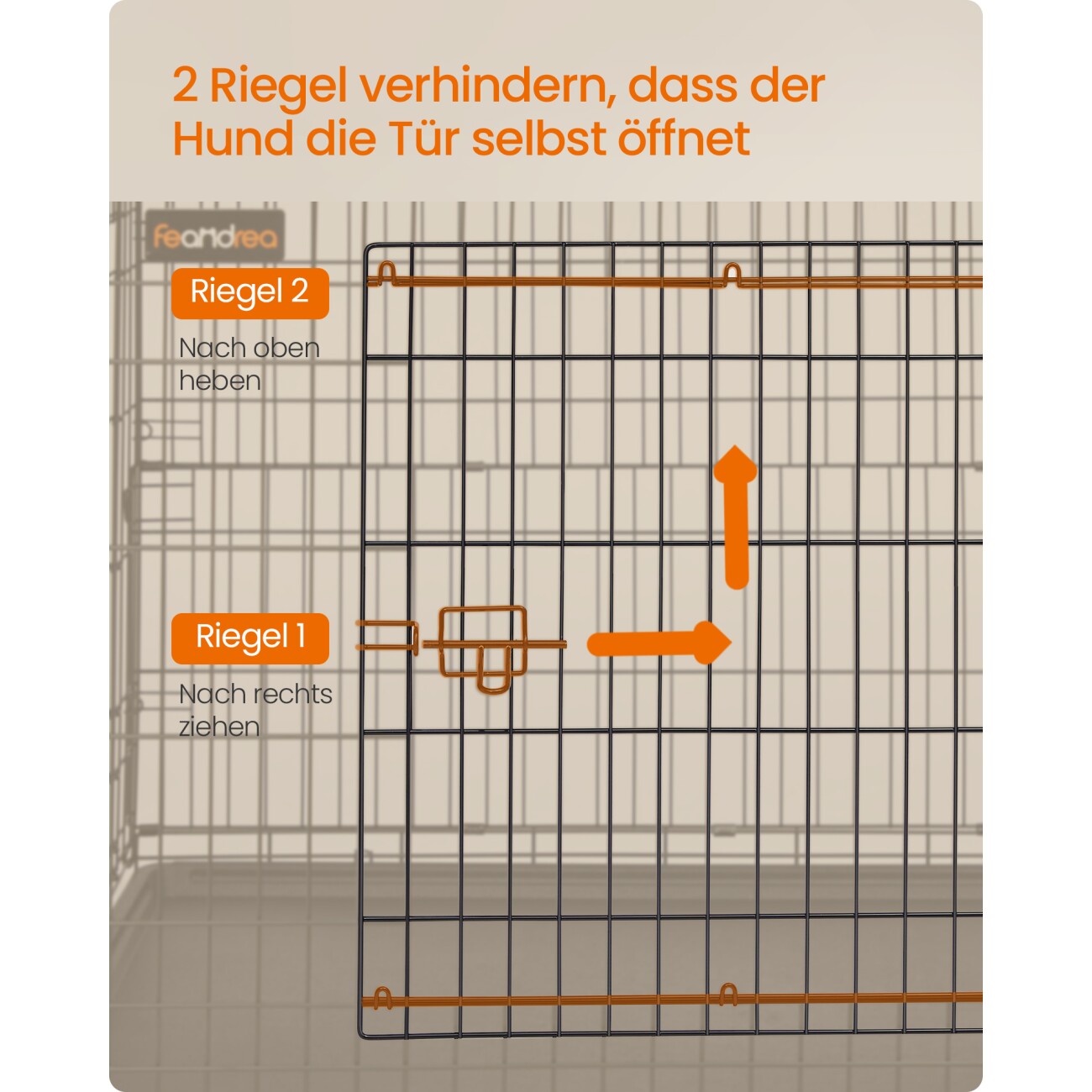 FEANDREA Hundekäfig faltbar mit DoppeltürXXL 120 x 72,5 x 109 cm
