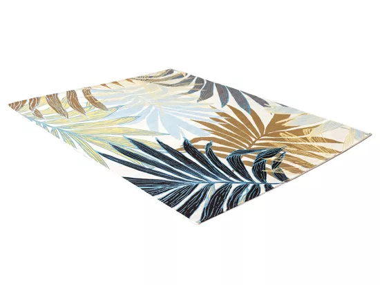 Tapis intérieur ou extérieur ethnique motifs feuilles - 150 x 200 cm - Vert - VEGETO