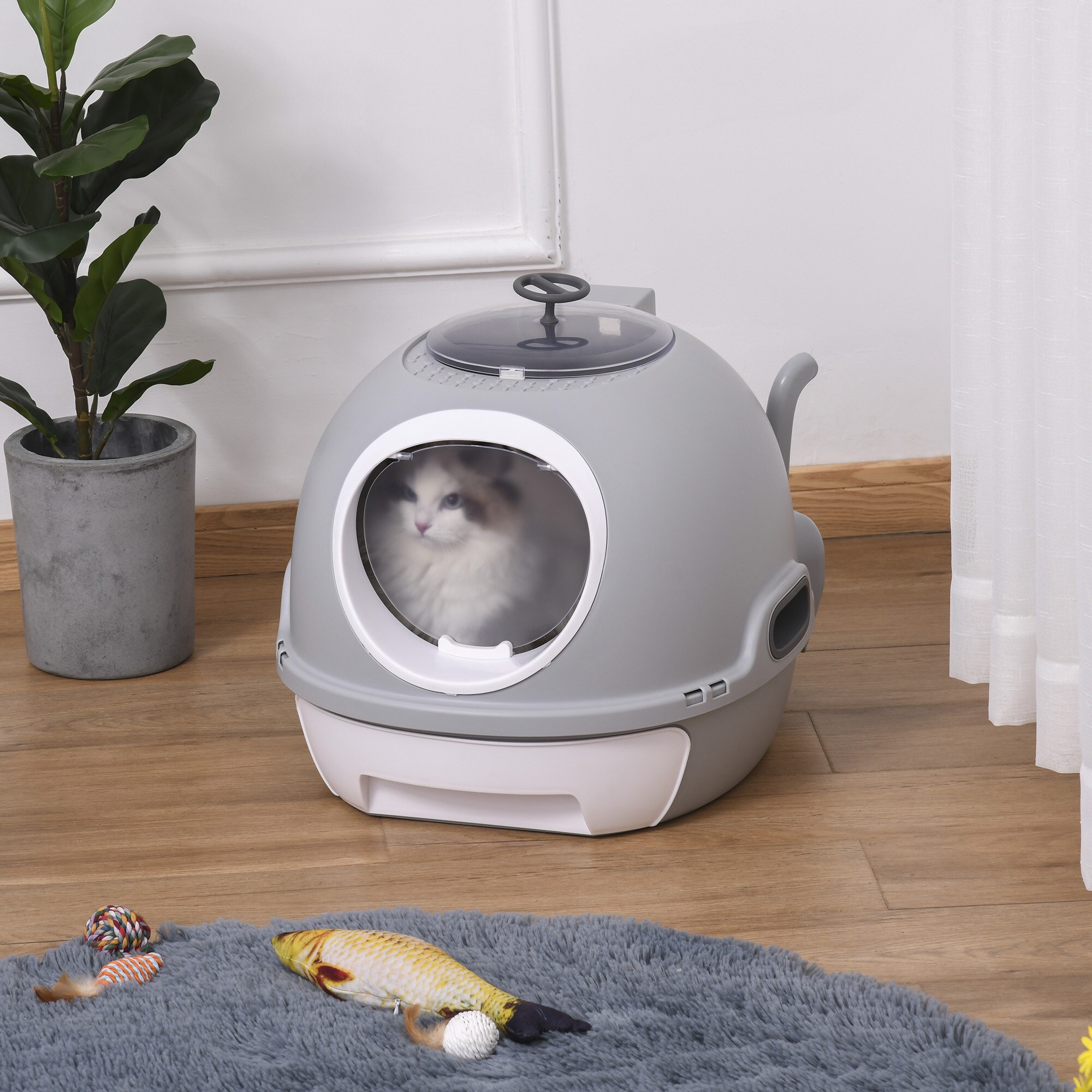 PawHut Katzentoilette mit Katzenklappe 47 x 55 x 44 cm (BxTxH)