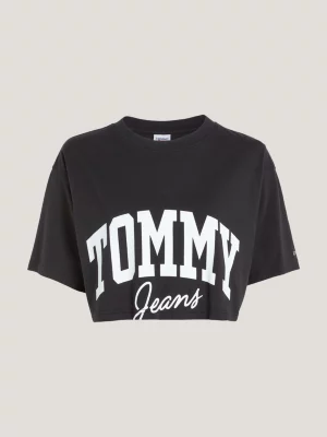 Camiseta Varsity Cropped com Logo