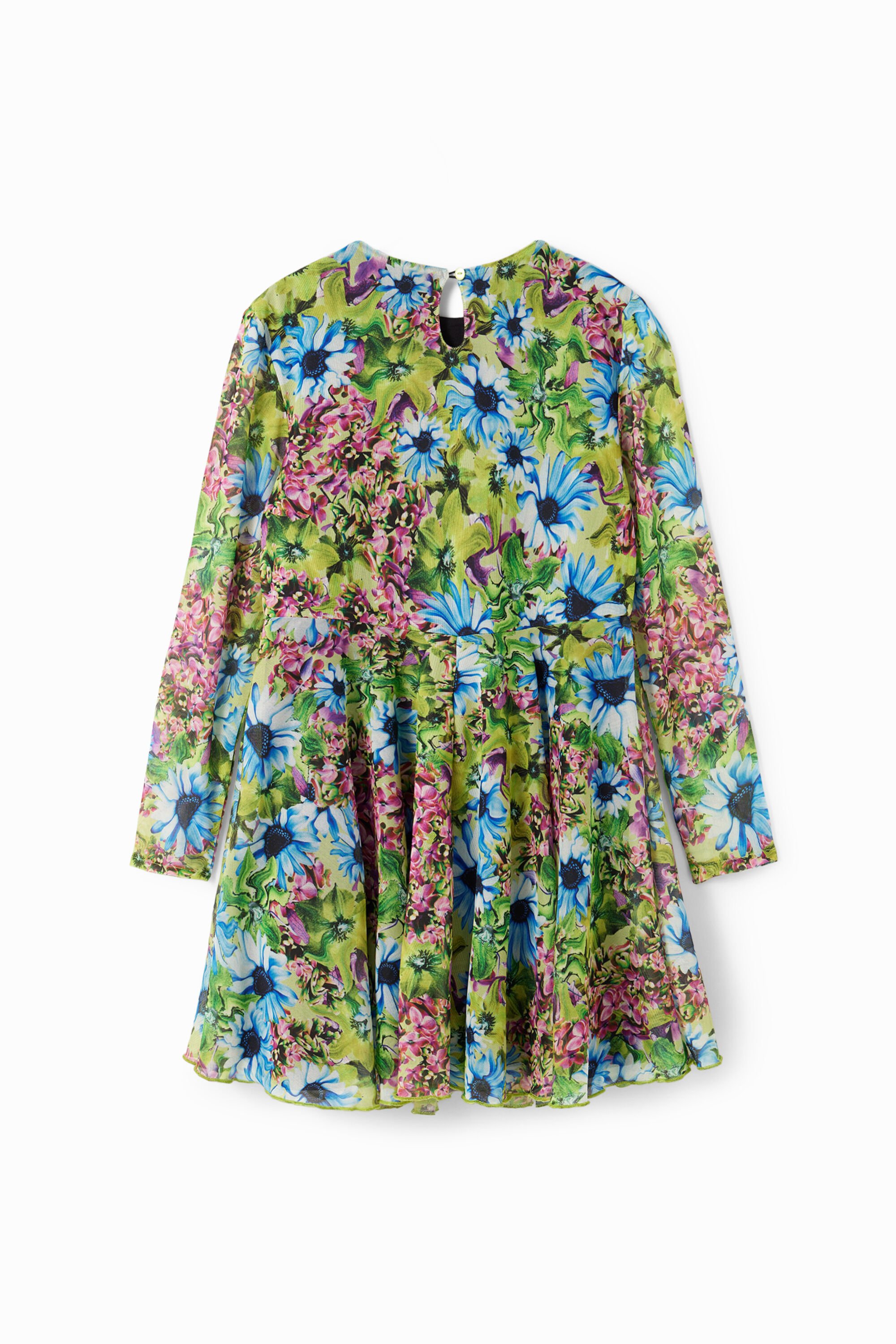 Robe manches longues tulle fleurs