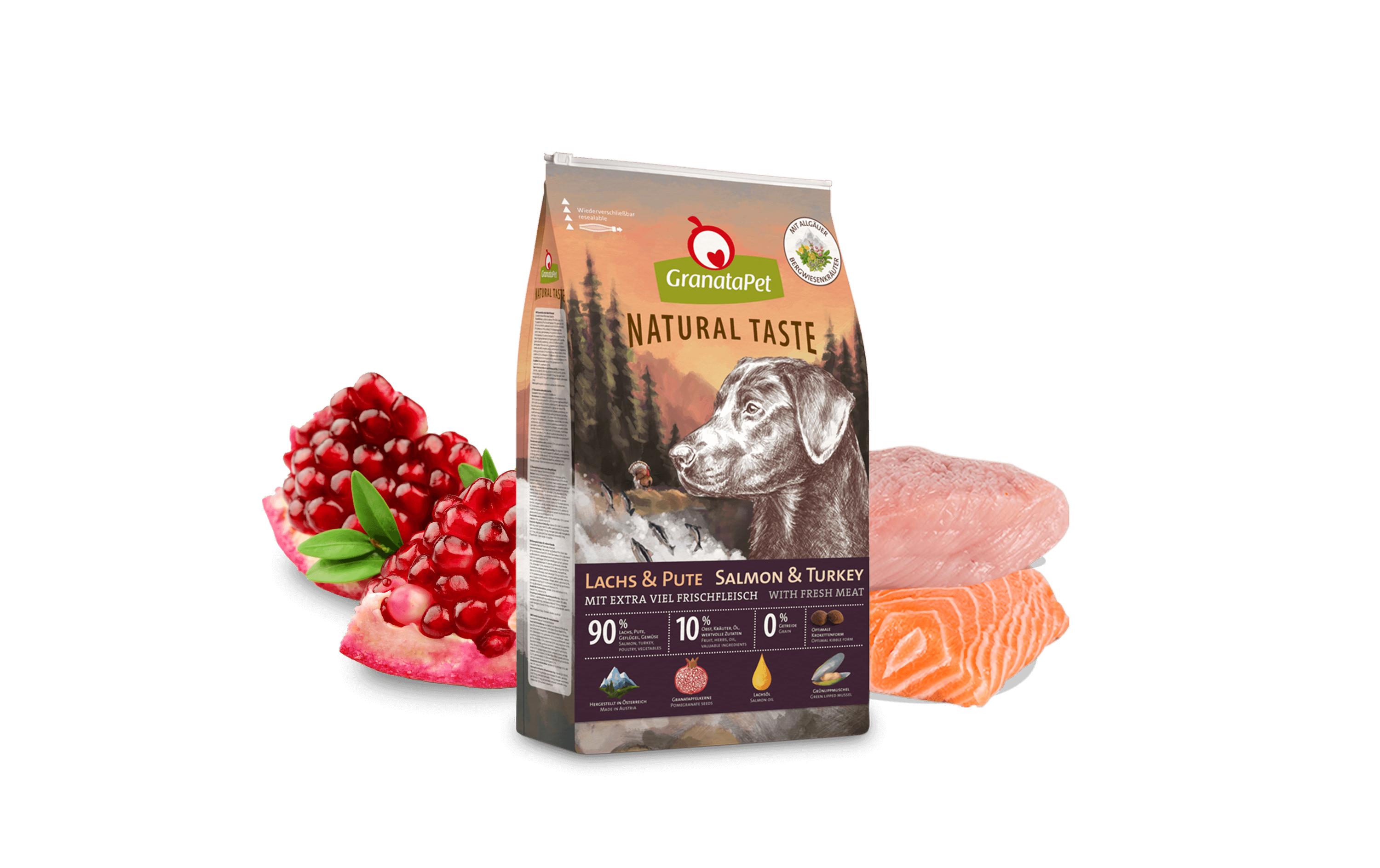 Trockenfutter Natural Taste Lachs & Pute 12 kgAlleinfuttermittel für ausgewachsene Hunde
