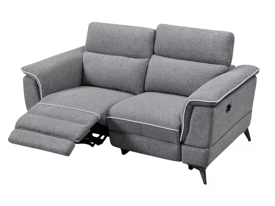 Canapé 2 places relax électrique en tissu gris MACARI