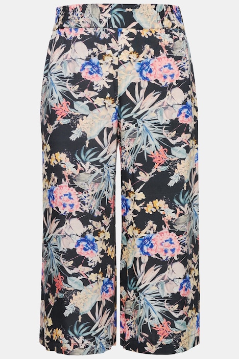 Hosenrock, High Waist Fit, extra weites Bein, Tropical-Print, teilelastischer Bund