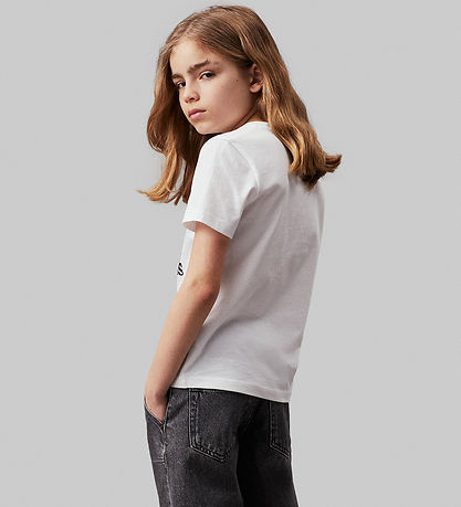 Calvin Klein T-shirt - Maxi Hero Flock Logo - Bright White