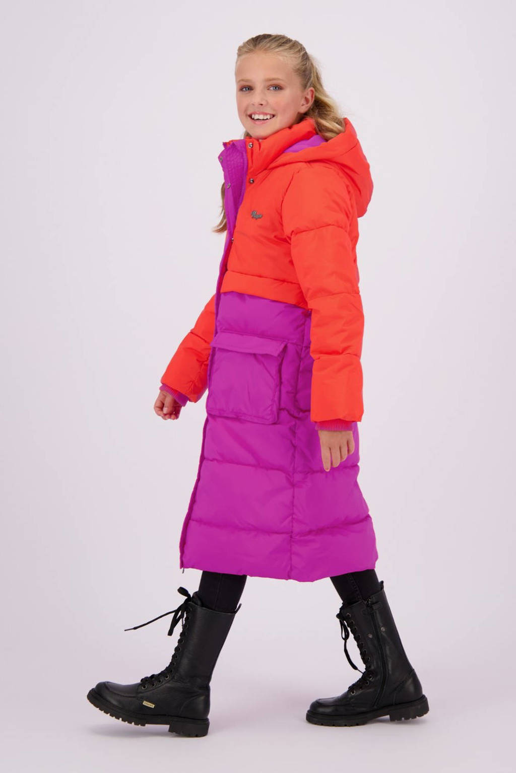 Vingino gewatteerde winterjas Tessie fuchsia/oranje