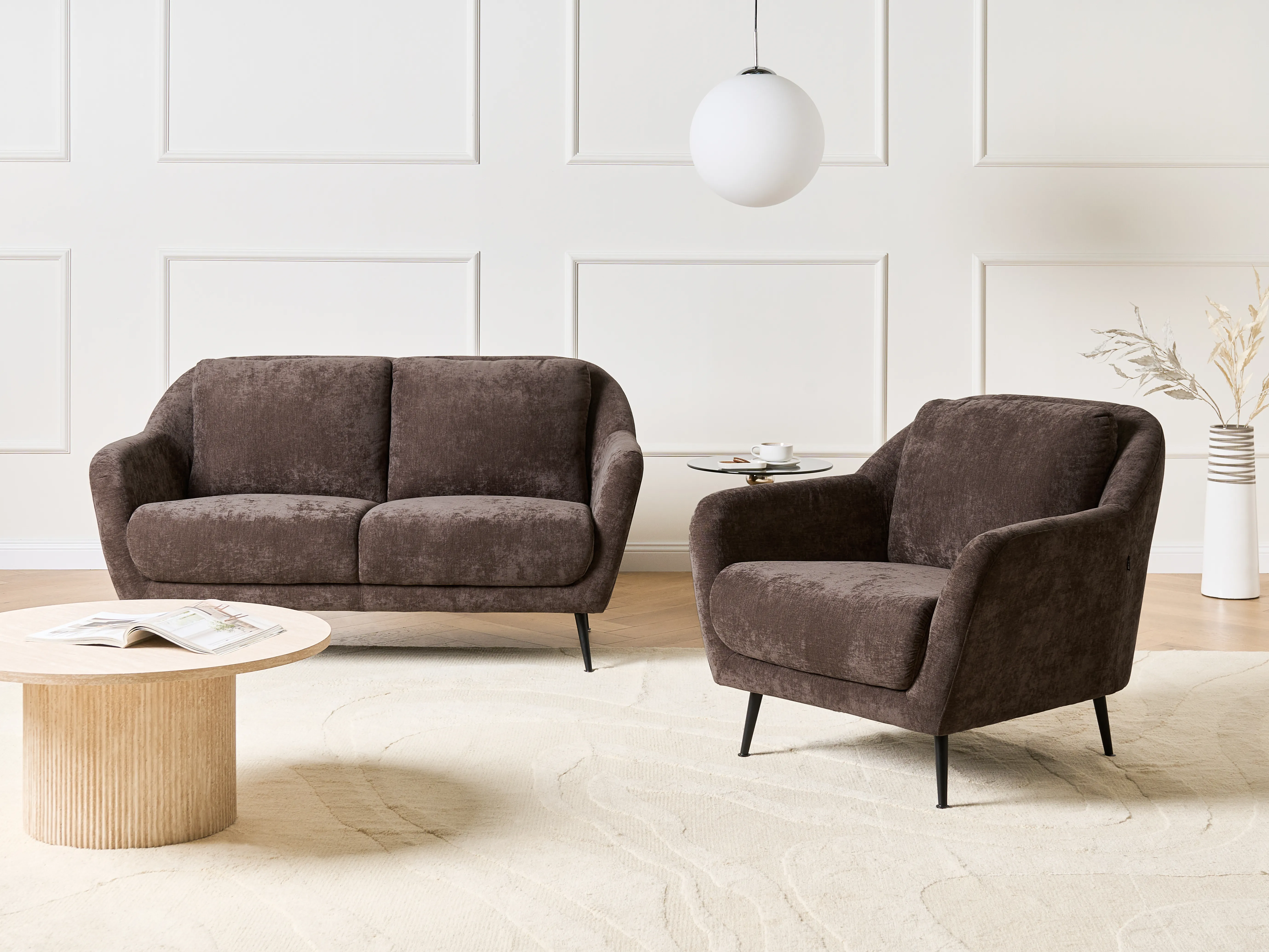 Bankenset 3-zits EIBY Chenille Donkerbruin