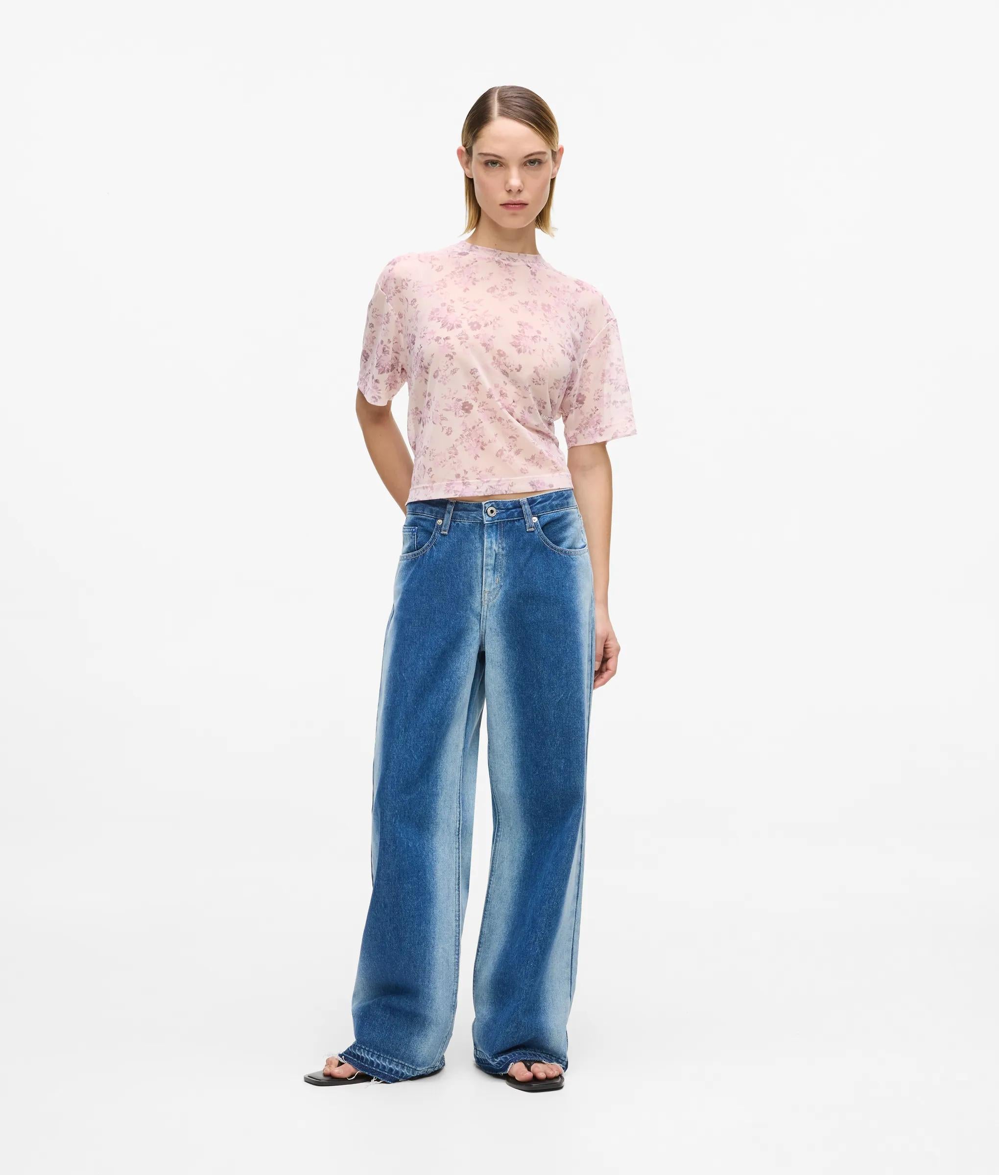 Ombré relaxed jeans met middelhoge taille