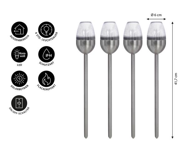 Dehner Solar-Edelstahlleuchte Jaro, 4er-Set