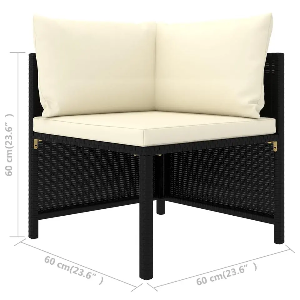 vidaXL - Tuinset - Zwart - Poly rattan - 8 stuks - Met kussens