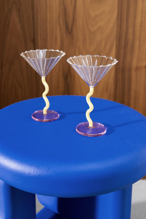 &klevering Curve coupe champagneglazen set van 2 caramel